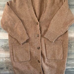 brown cardigan